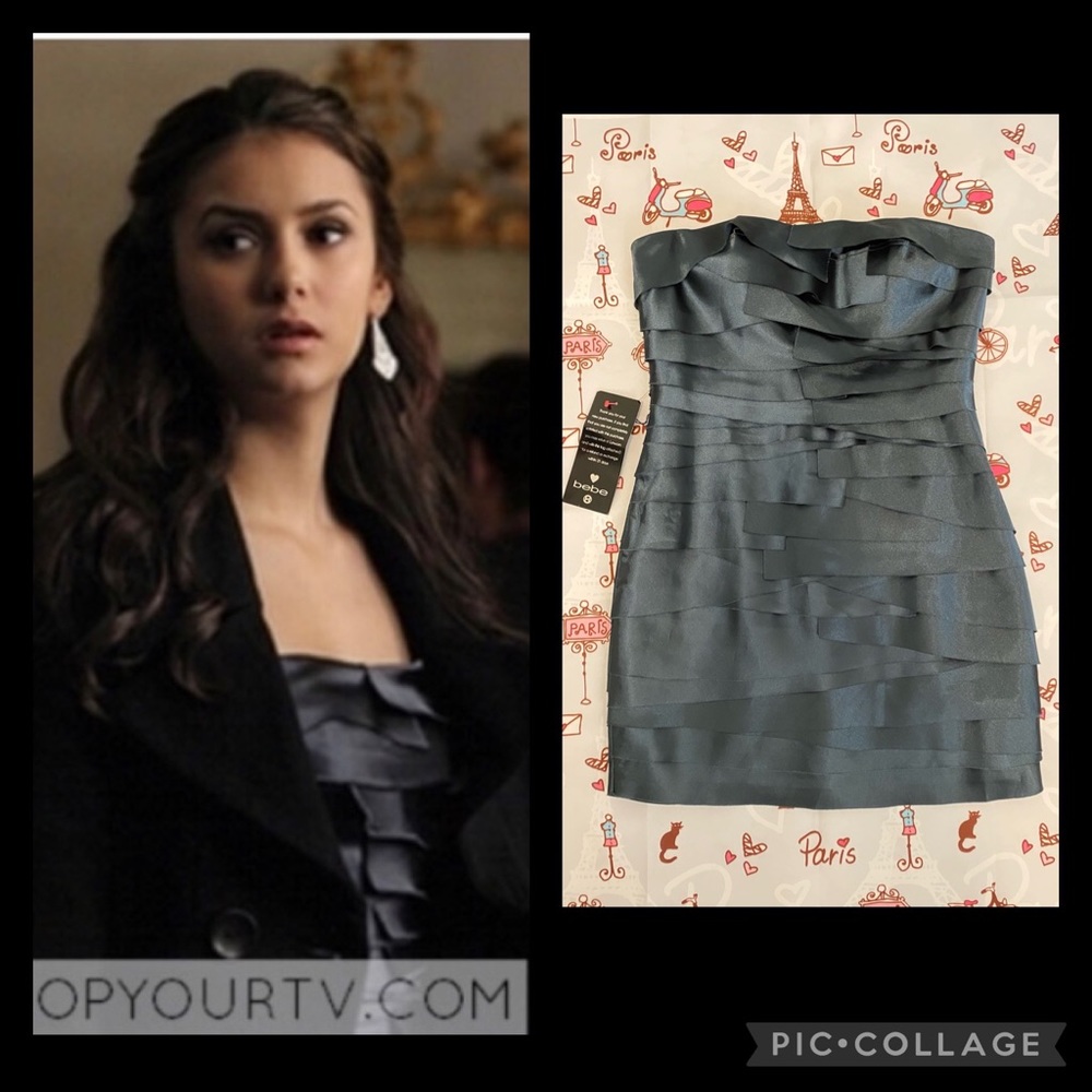 Katherine Pierce’s/ Elena Gilbert’s Grey-ish/Black Bebe  layered Cocktail Dress